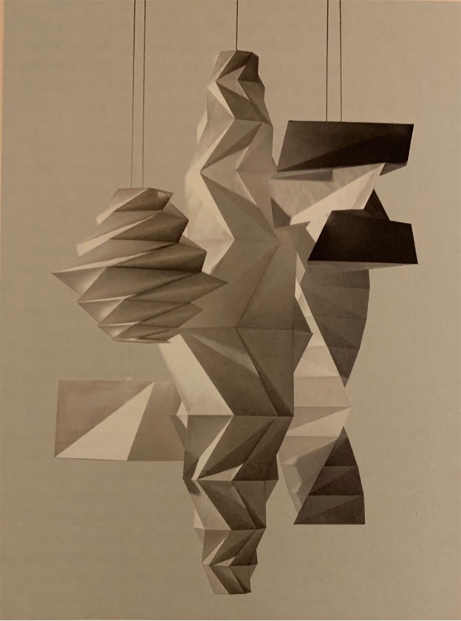 Dessin préparatoire pour les sculptures lumineuses Issey Miyake © DR